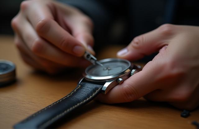 Someone inspecting a watch closely, representing the curation process
