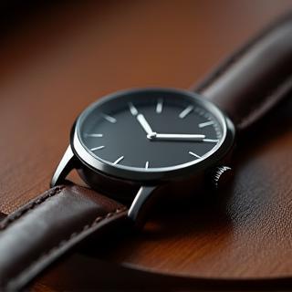 Example of a refined watch with a dark dial and slender case